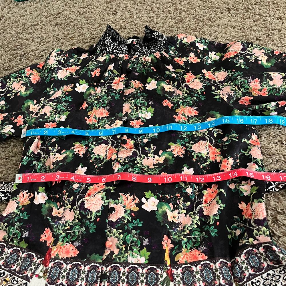 NEW Alice + Olivia Janis Mock Neck Dress Womens 4 Black Floral Mini Dream Castle - Picture 7 of 8